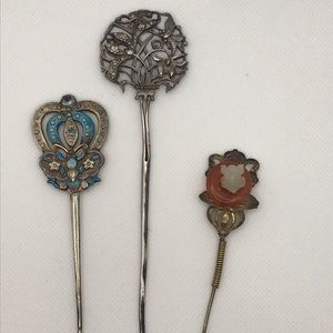 Vintage Hat Pins, 2 w/ Chinese Stamp on Back